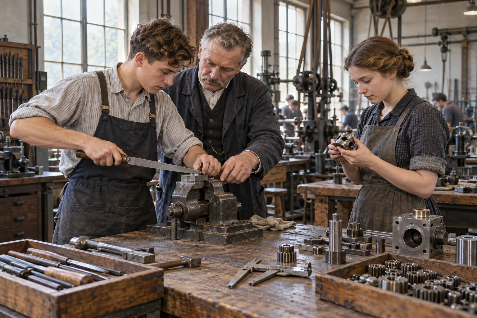 Berufsausbildung in einer Werkzeugmacherwerkstatt